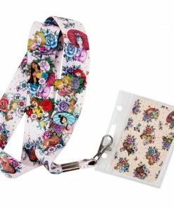 Loungefly - Disney Princess Floral Tattoo Lanyard With 4 Pin Set