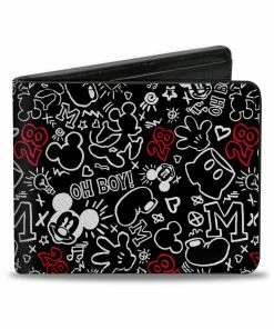 Buckle Down Stock Disney Mickey Doodles Bi-Fold Wallet Wallets