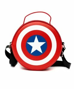 Buckle Down Exclusive Marvel Captain America Shield Park Circle Parks Crossbody Bag - Pink A La Mode Exclusive Crossbody Bags