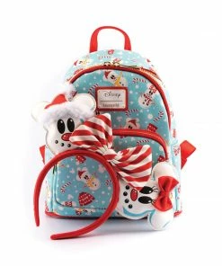 Loungefly - Disney Mickey And Minnie Snowman AOP Mini Backpack Headband Set